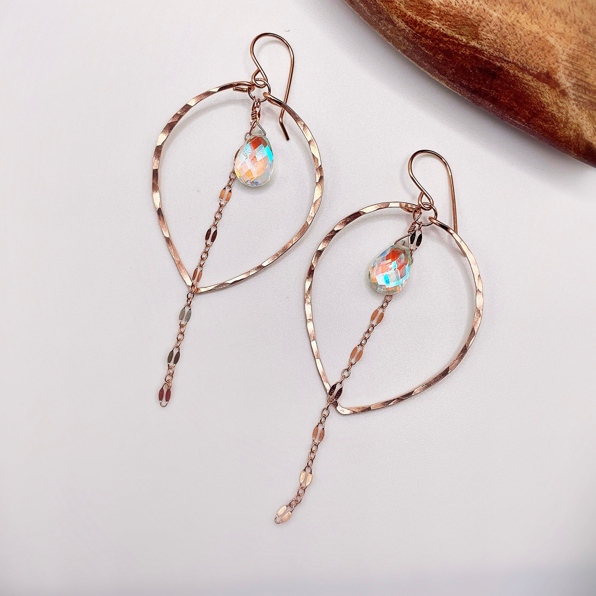 Sparkle Sunrise Leaf Hoops - Blue Sky Feathers