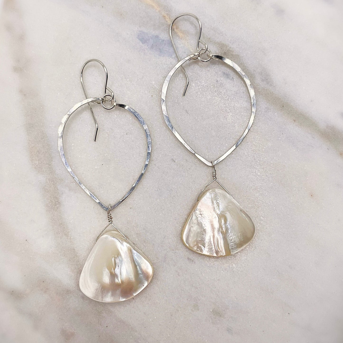 Mermaid Leaf Hoops - Blue Sky Feathers