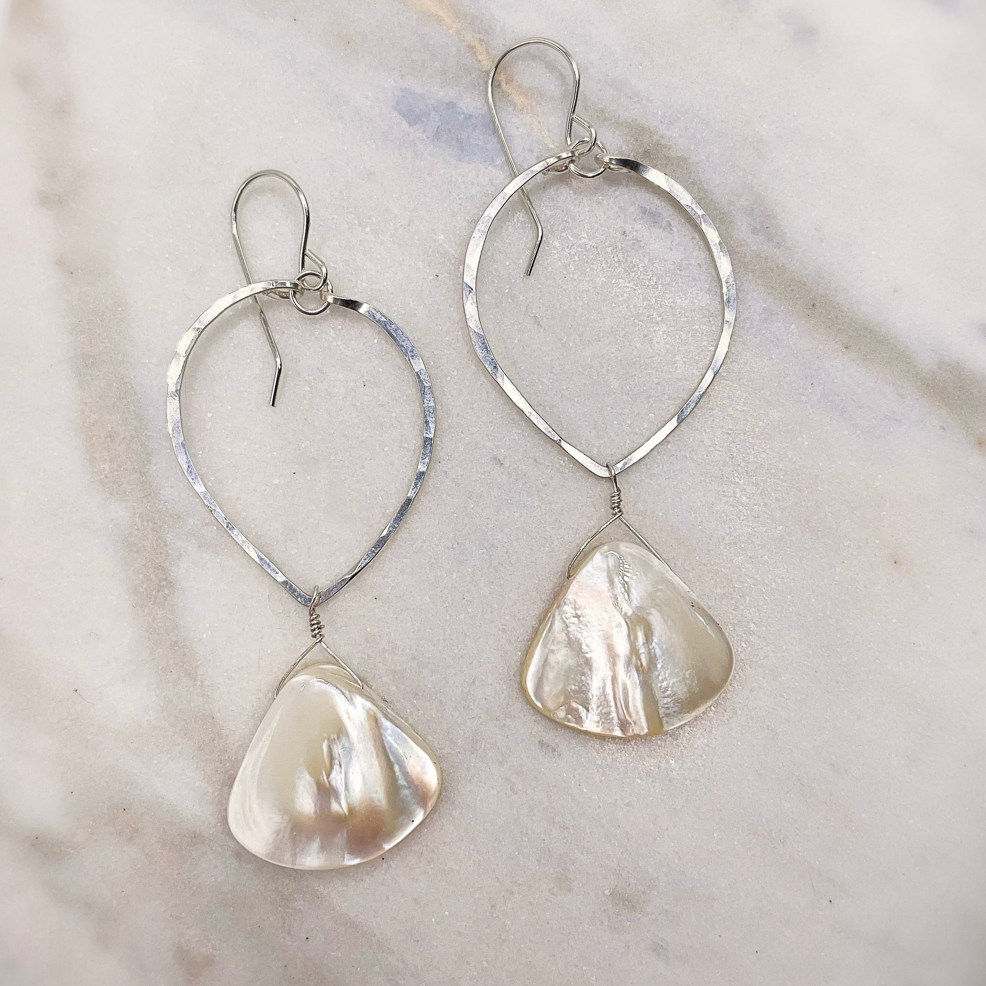 Mermaid Leaf Hoops - Blue Sky Feathers