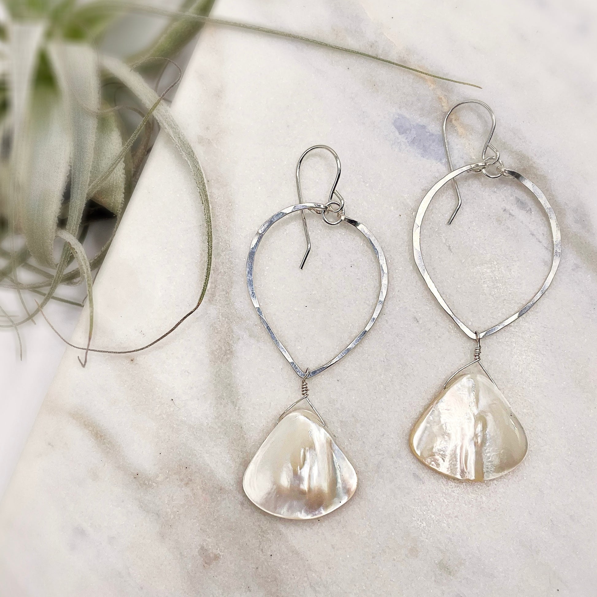 Mermaid Leaf Hoops - Blue Sky Feathers
