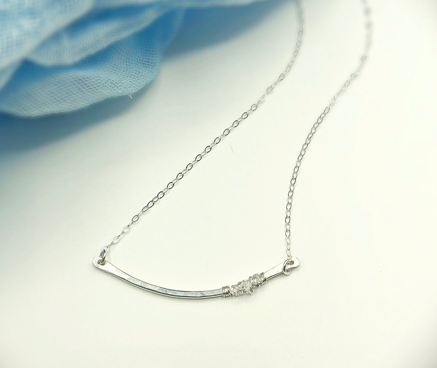 Salt Water Curved Bar Necklace - Blue Sky Feathers