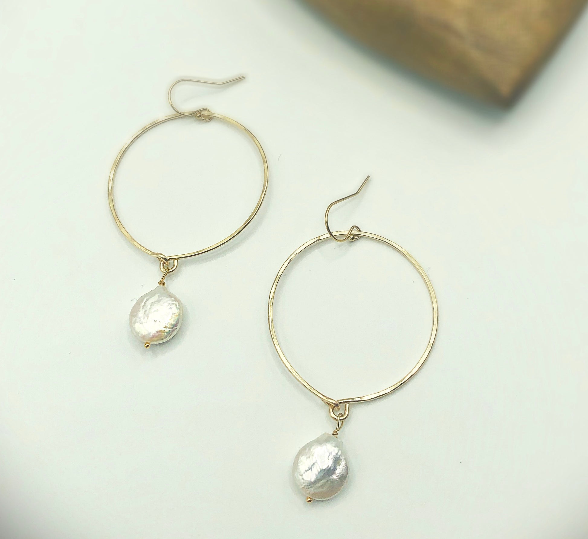 Capitola Pearl Hoops - Blue Sky Feathers