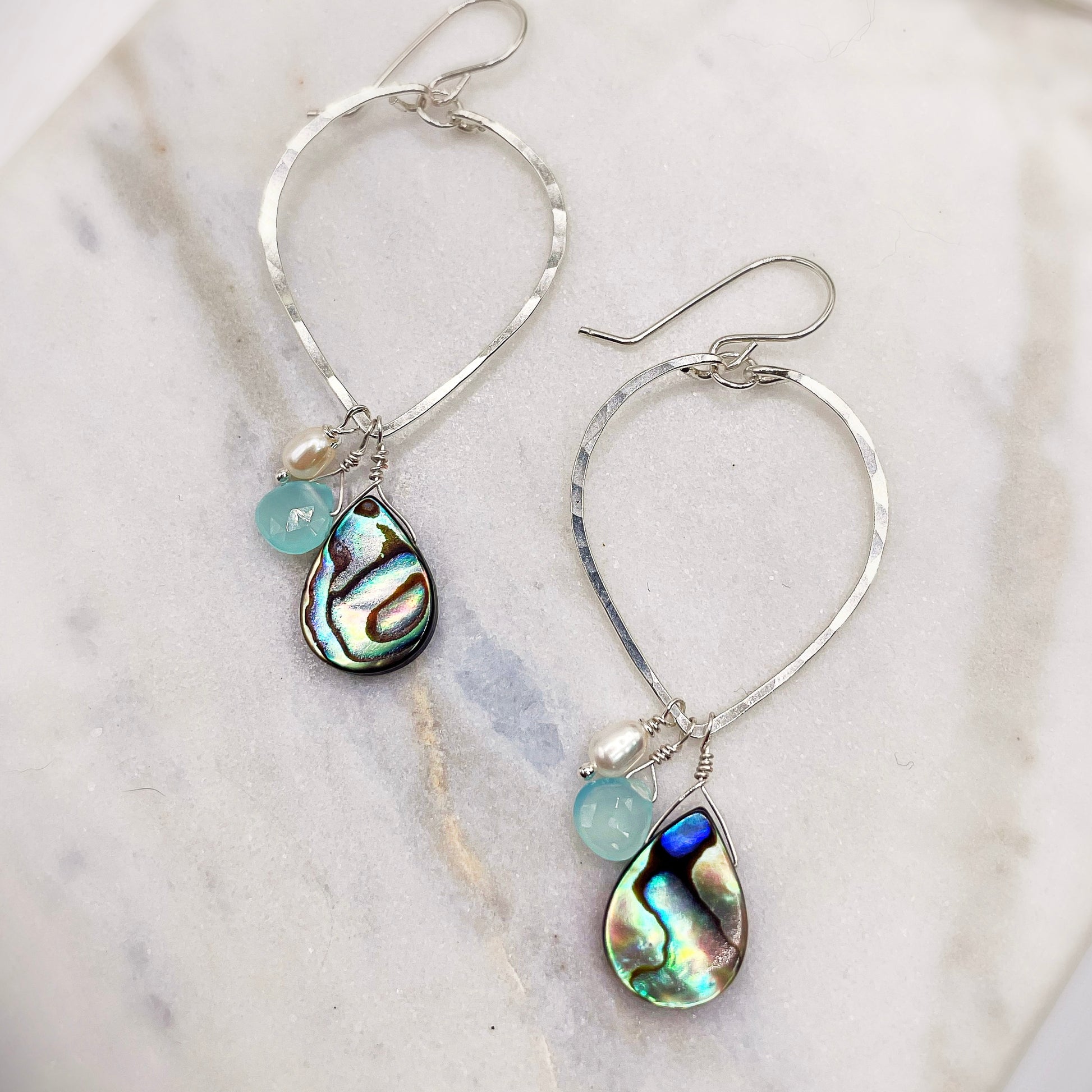 Beach Babe Leaf Hoops - Blue Sky Feathers