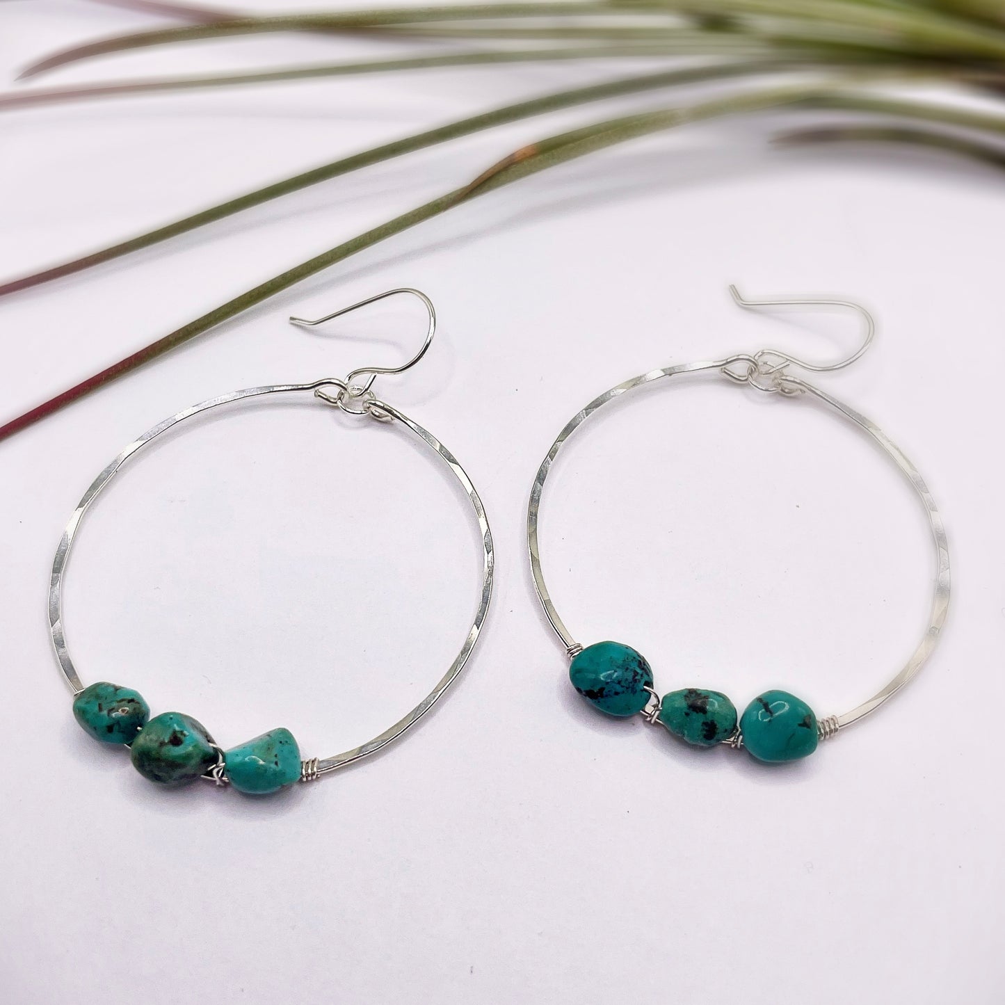 Turquoise Wrapped Hoops