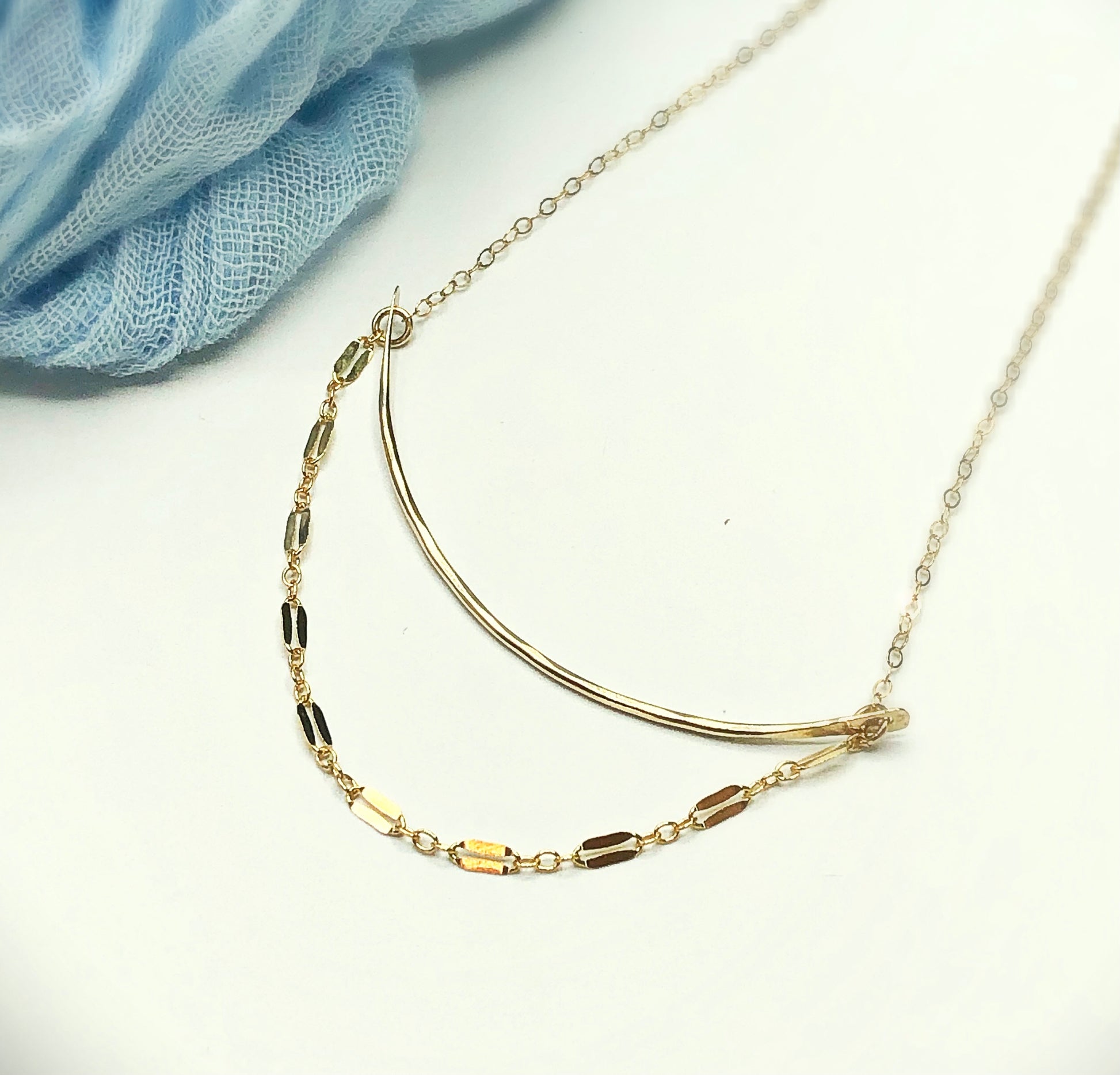 Sunrise Layered Necklace - Blue Sky Feathers