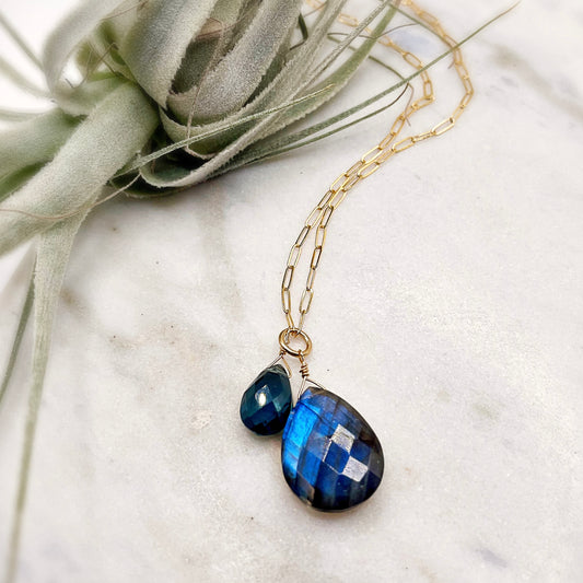 Labradorite Blue Quartz Necklace