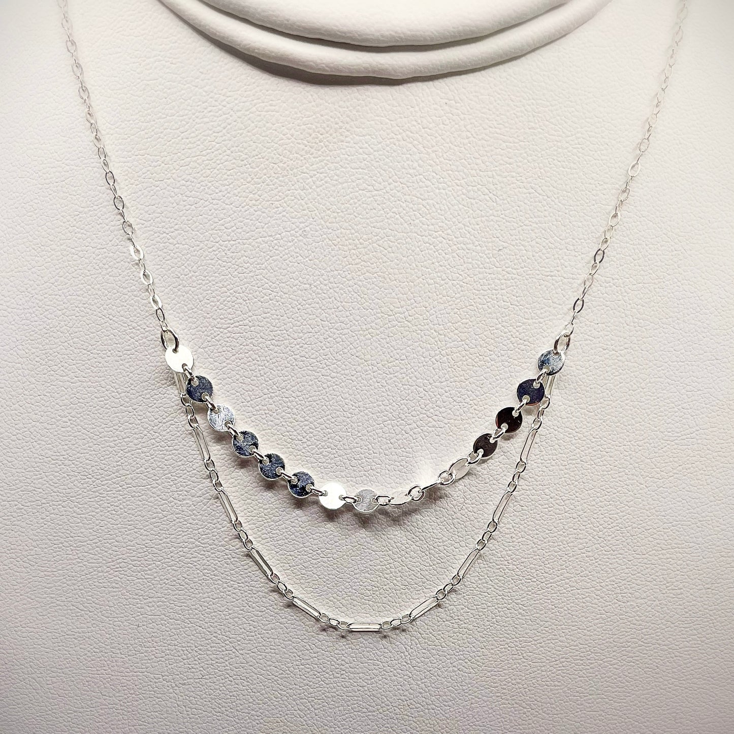 Shimmer Coin Double Necklace/Choker