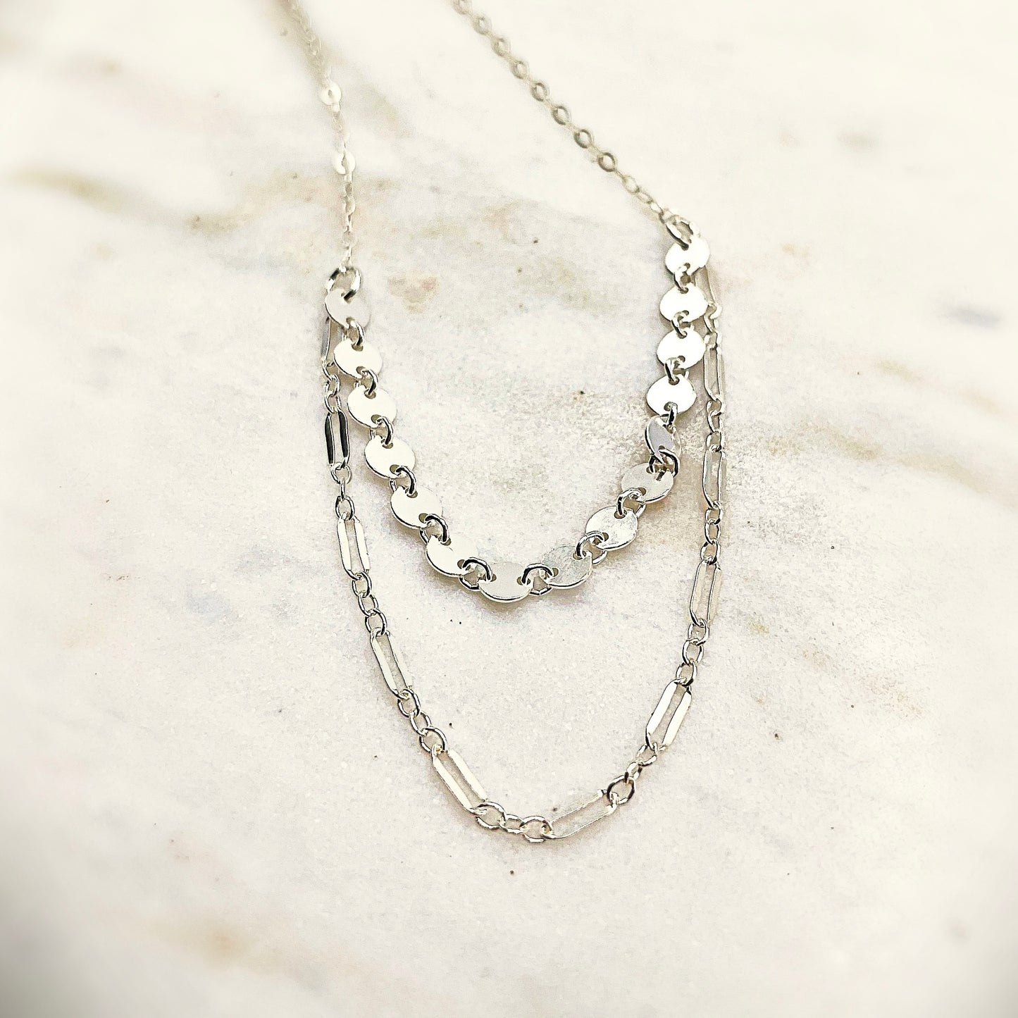 Shimmer Coin Double Necklace/Choker