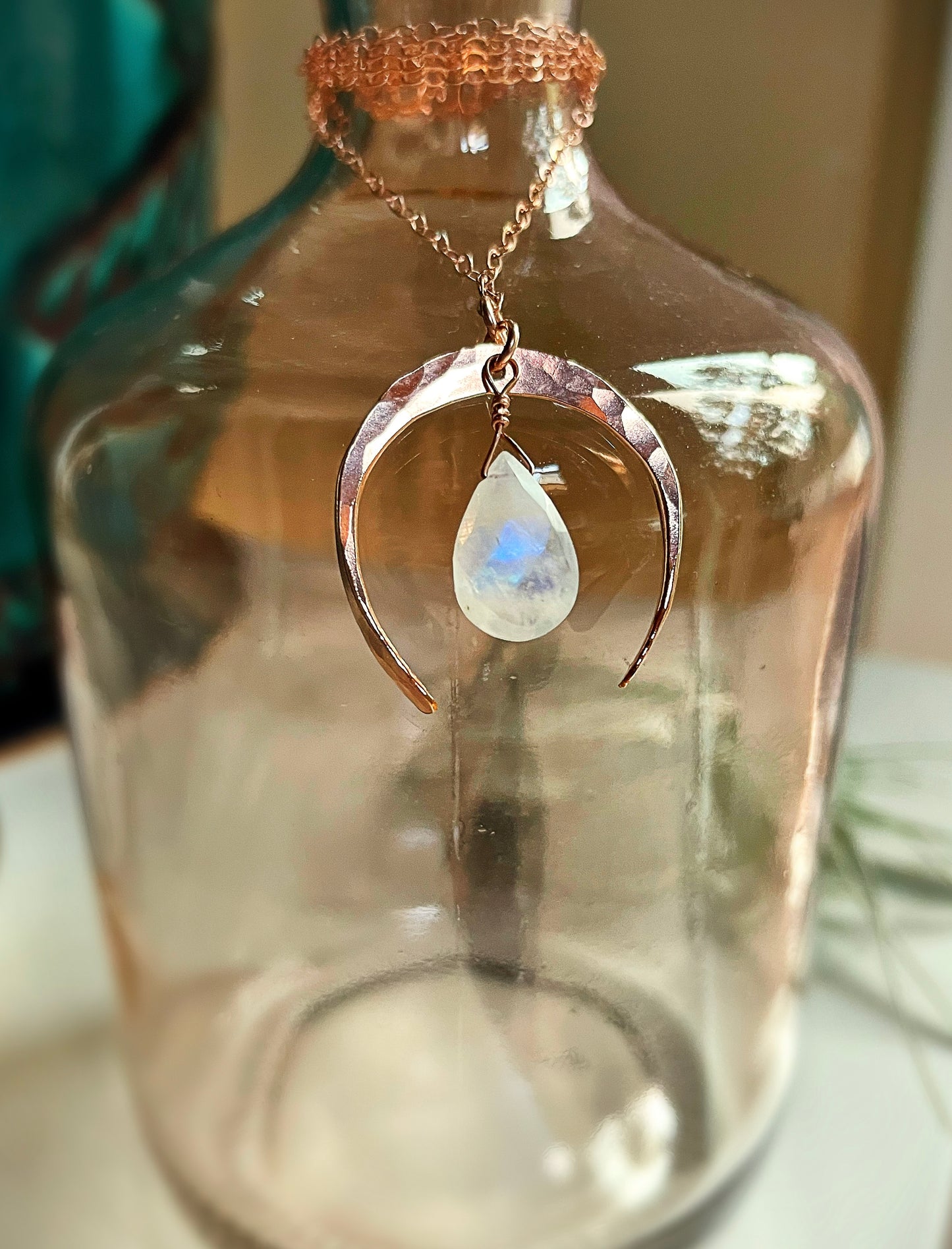 Rainbow Moonstone Luna Necklace