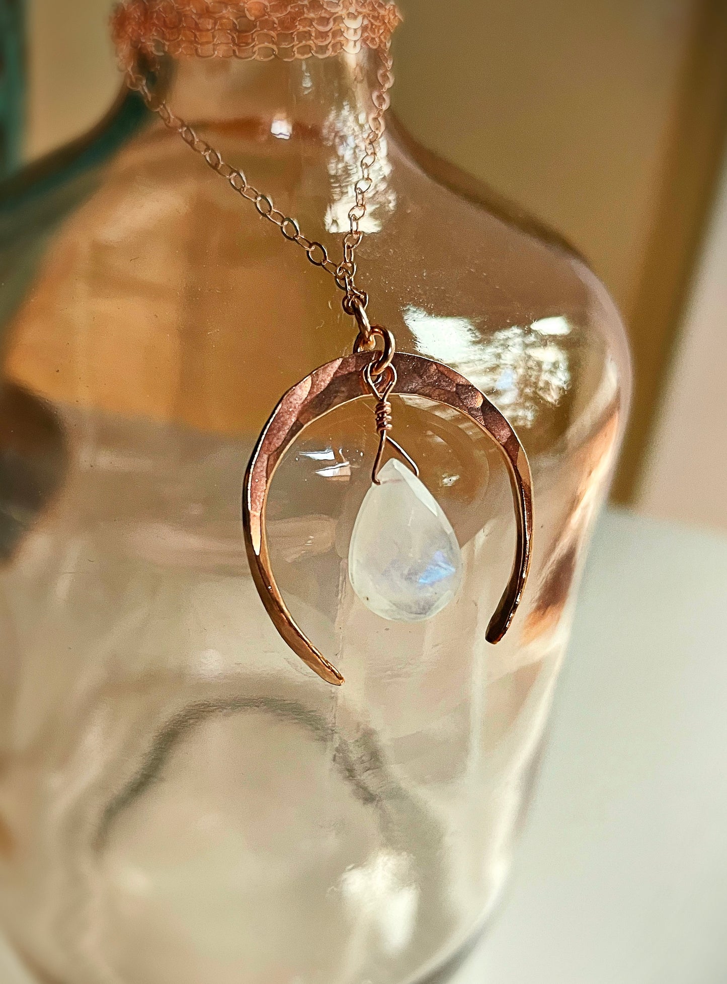 Rainbow Moonstone Luna Necklace