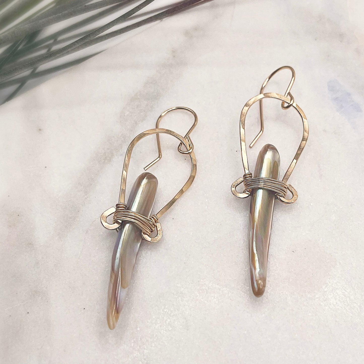 Mother of Pearl Spear Hoops