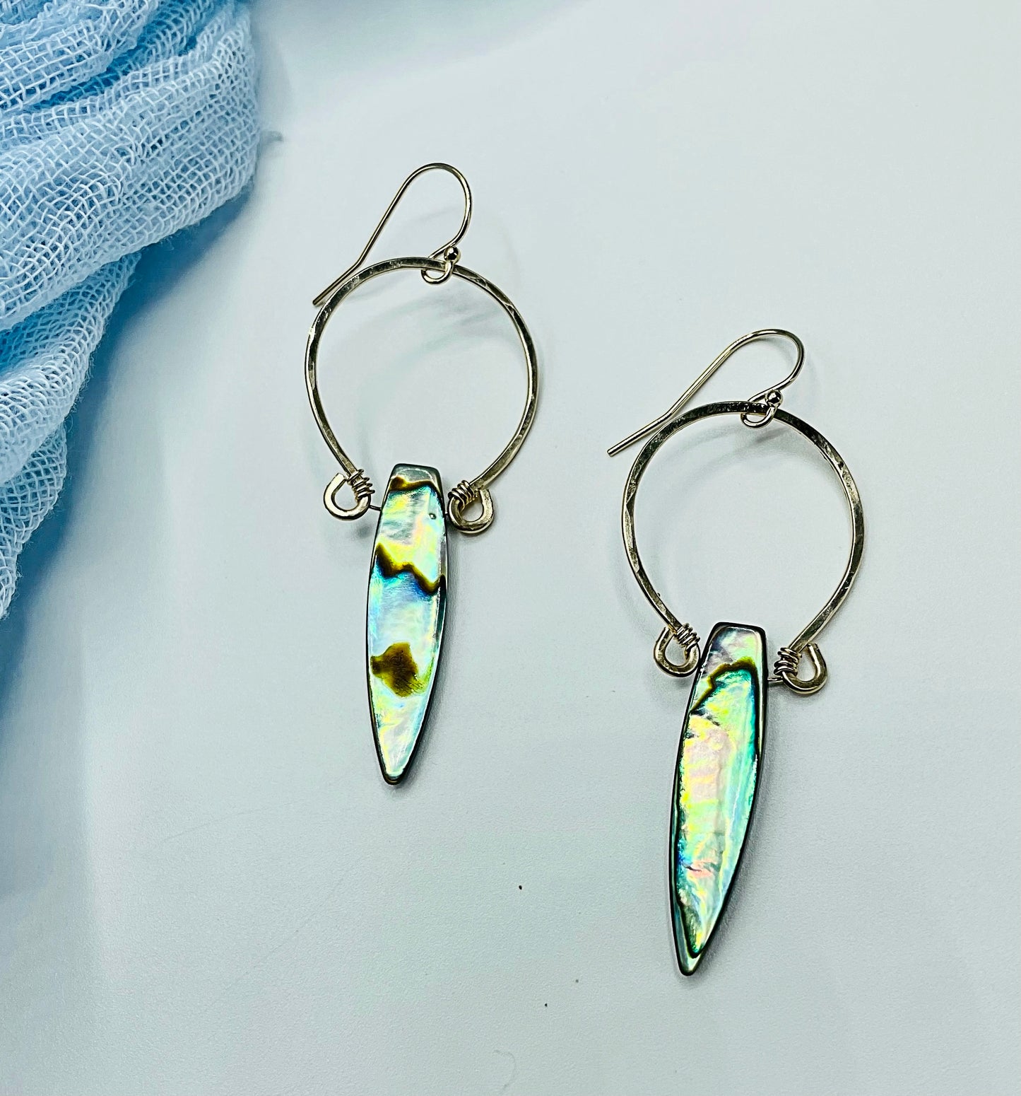Beach Babe Mini Spear Hoops - Blue Sky Feathers