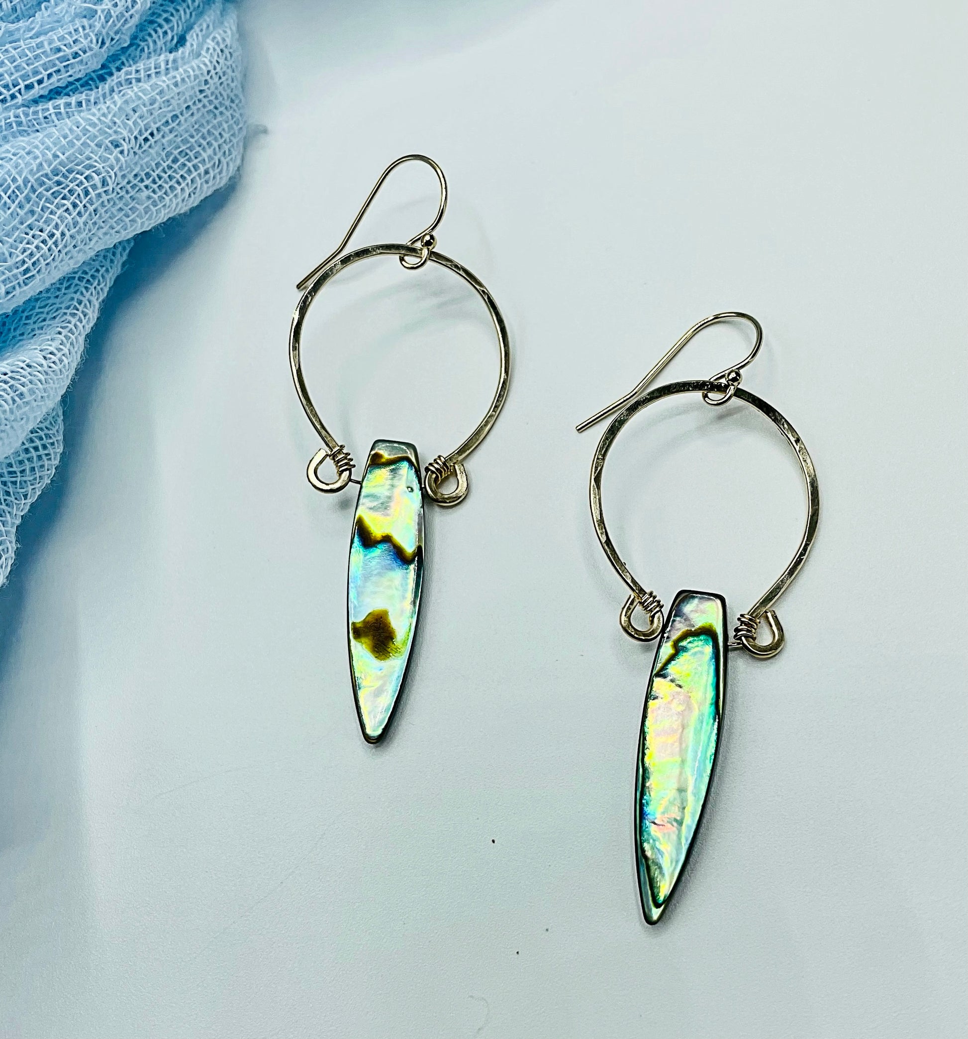 Beach Babe Mini Spear Hoops - Blue Sky Feathers