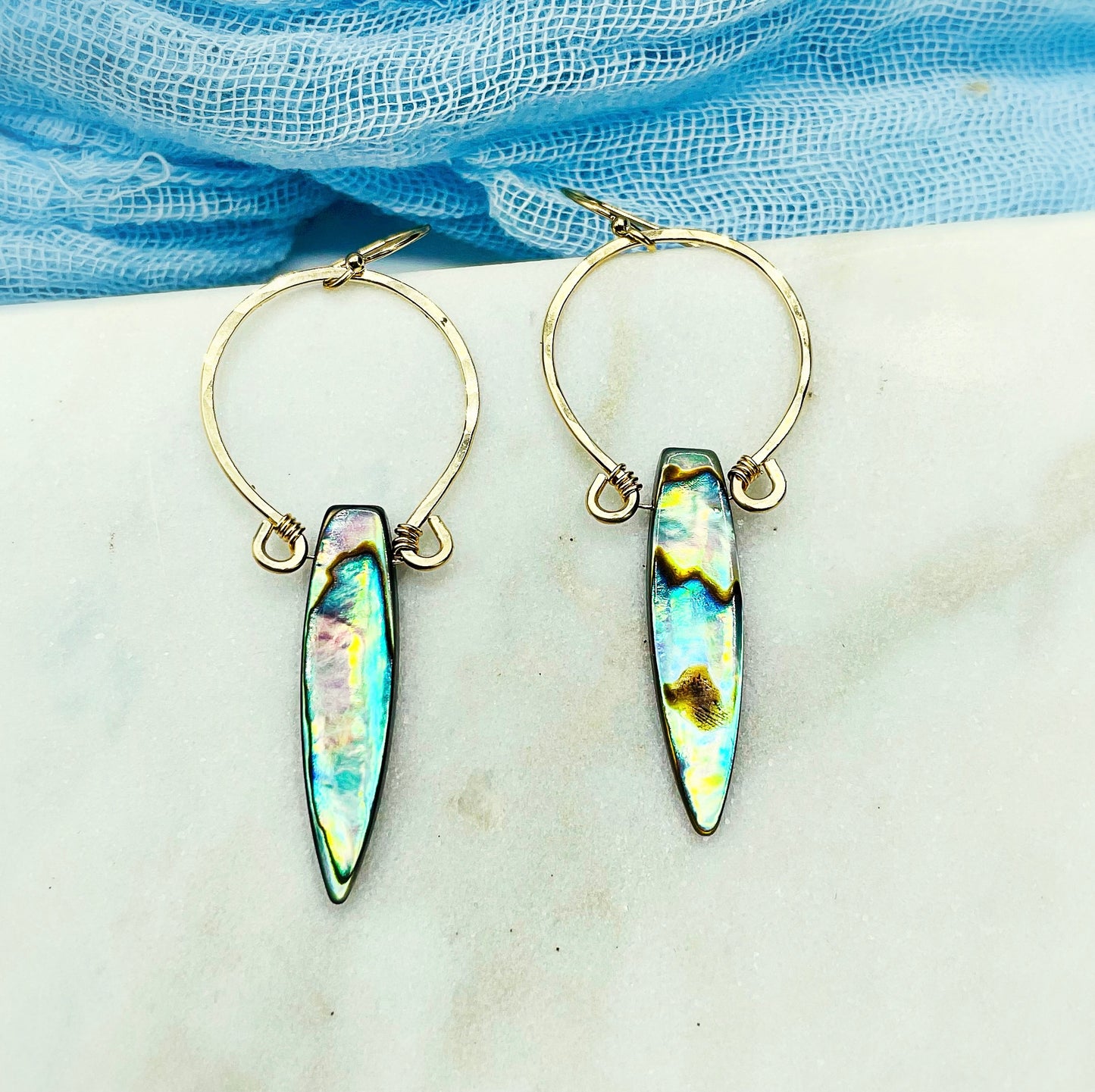 Beach Babe Mini Spear Hoops - Blue Sky Feathers