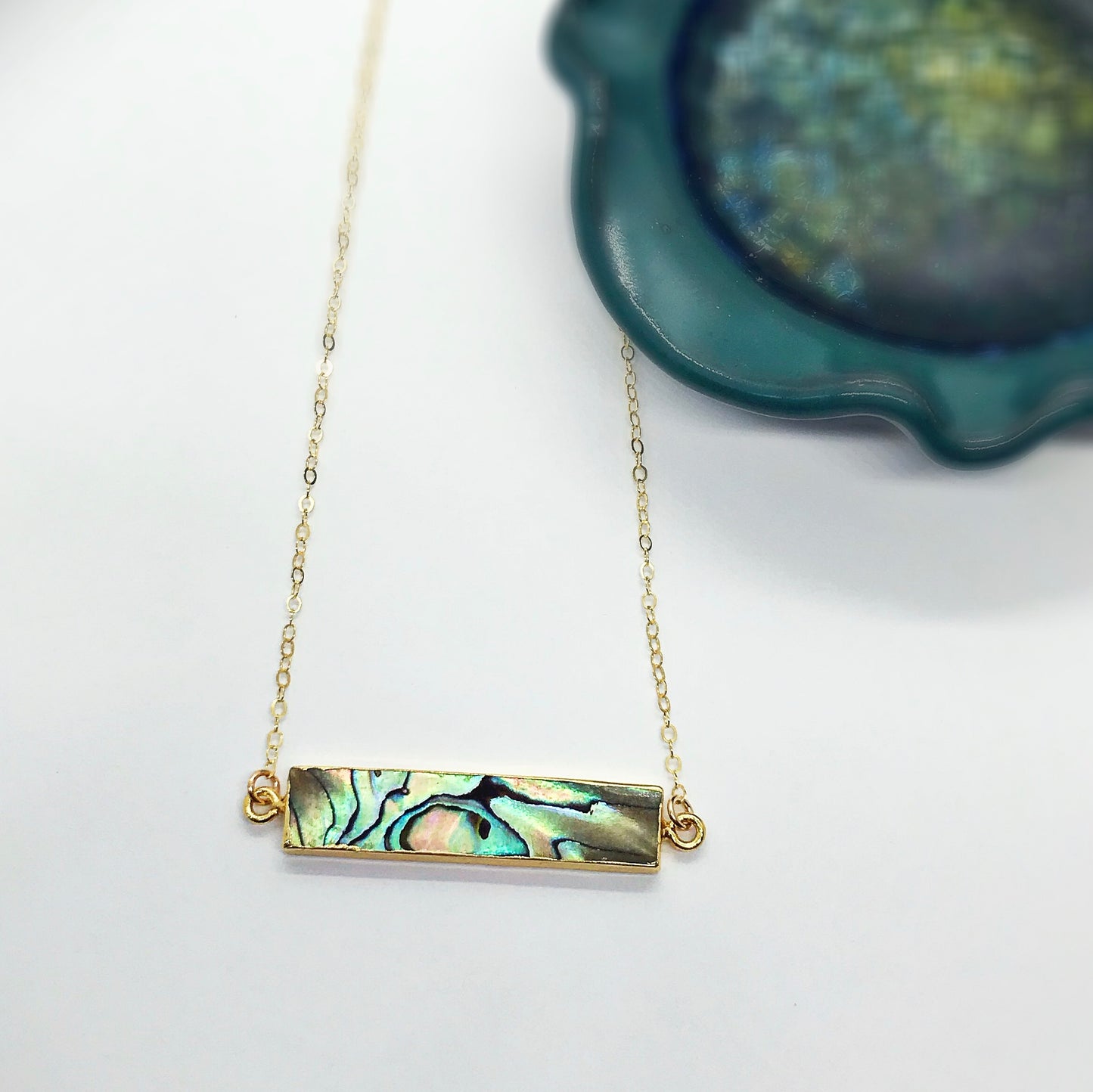 Abalone Bar Necklace - Blue Sky Feathers