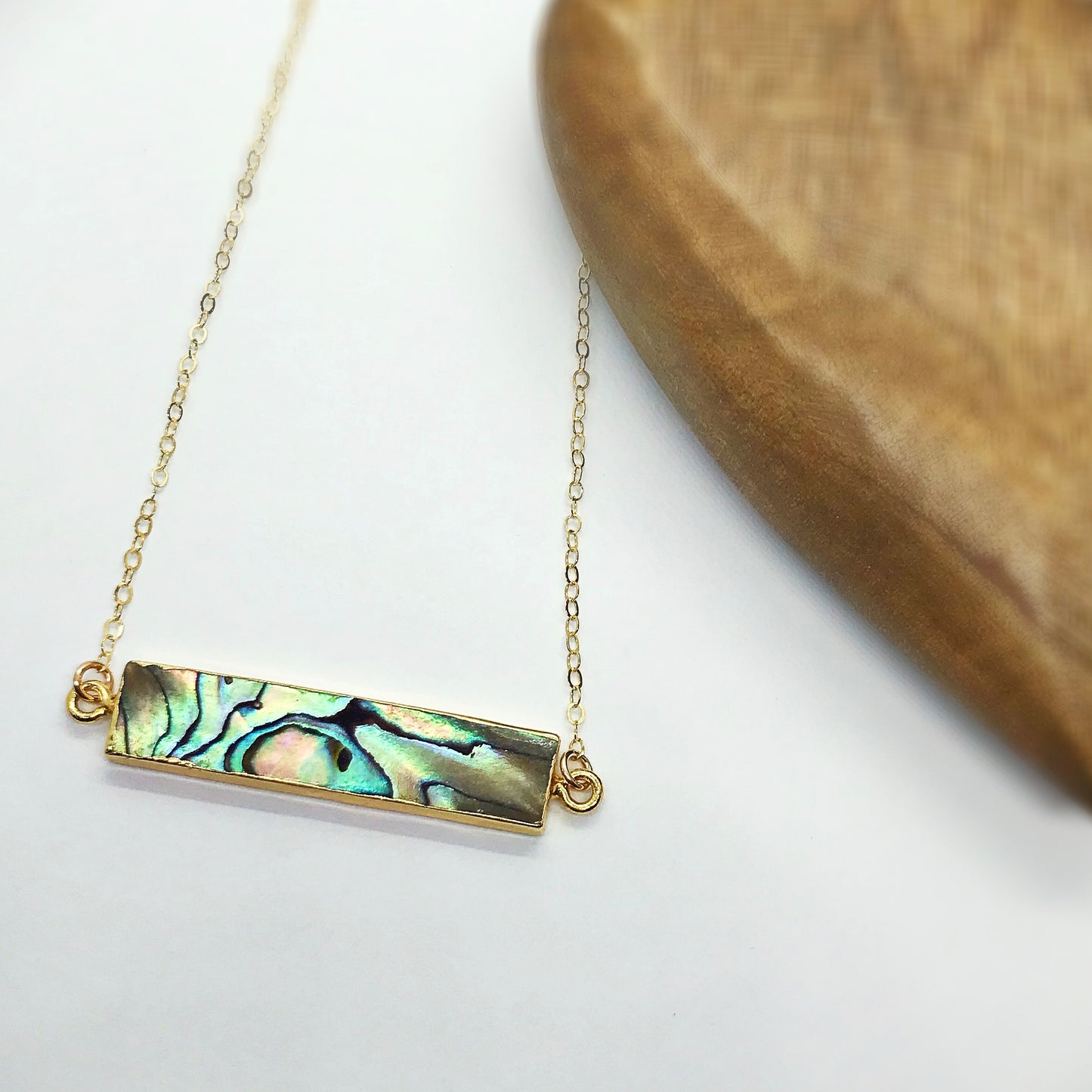 Abalone Bar Necklace - Blue Sky Feathers