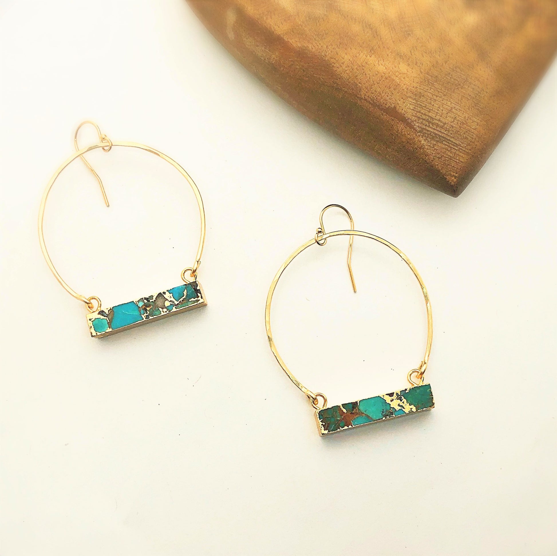 Turtle Bay Hoop Earrings - Blue Sky Feathers
