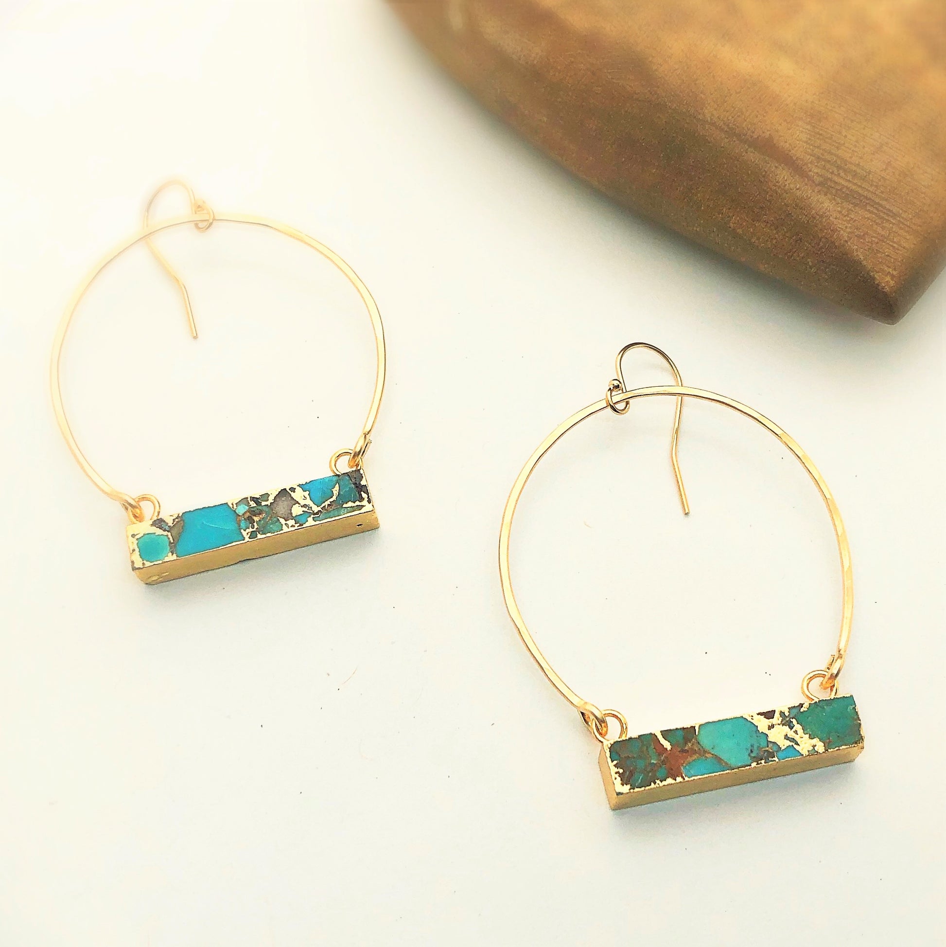 Turtle Bay Hoop Earrings - Blue Sky Feathers