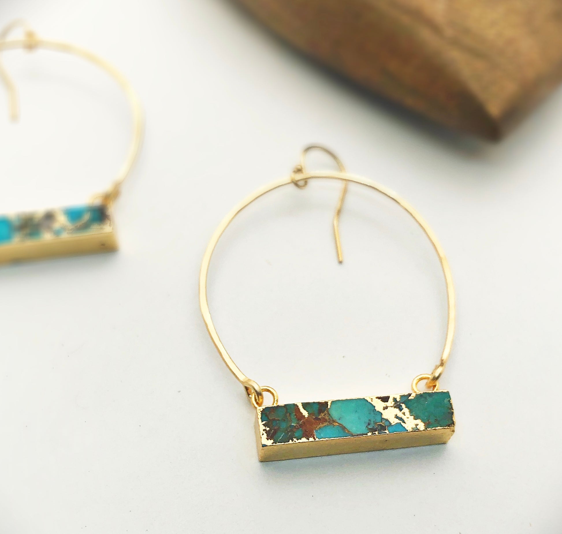 Turtle Bay Hoop Earrings - Blue Sky Feathers