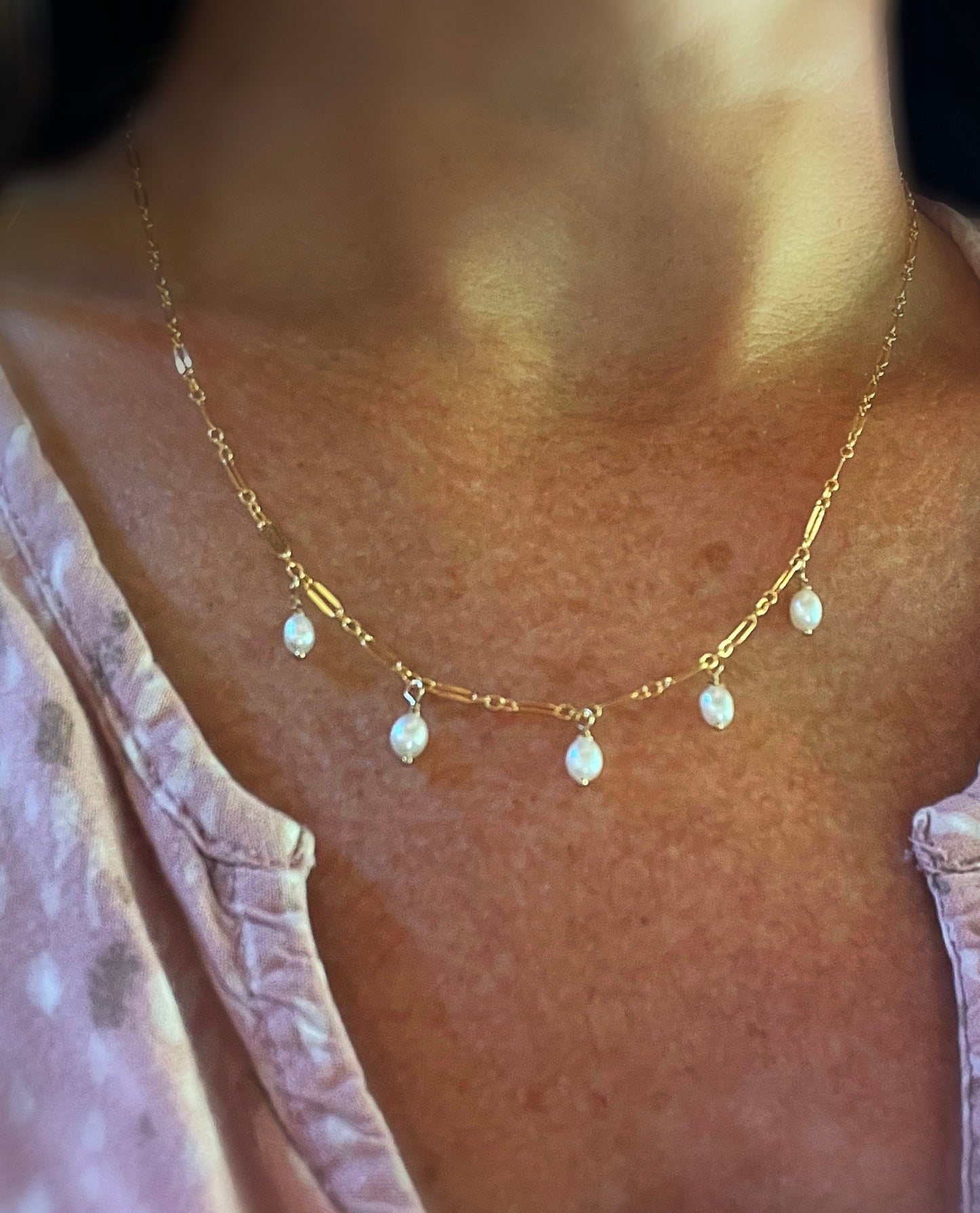 Keishi Pearl Sunrise Necklace