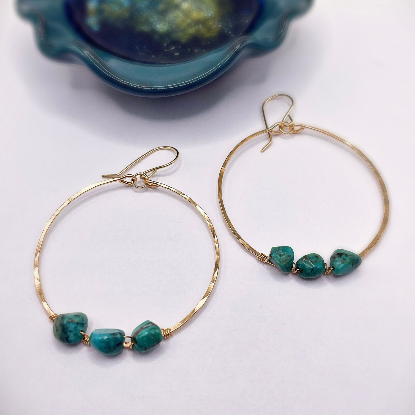 Turquoise Wrapped Hoops