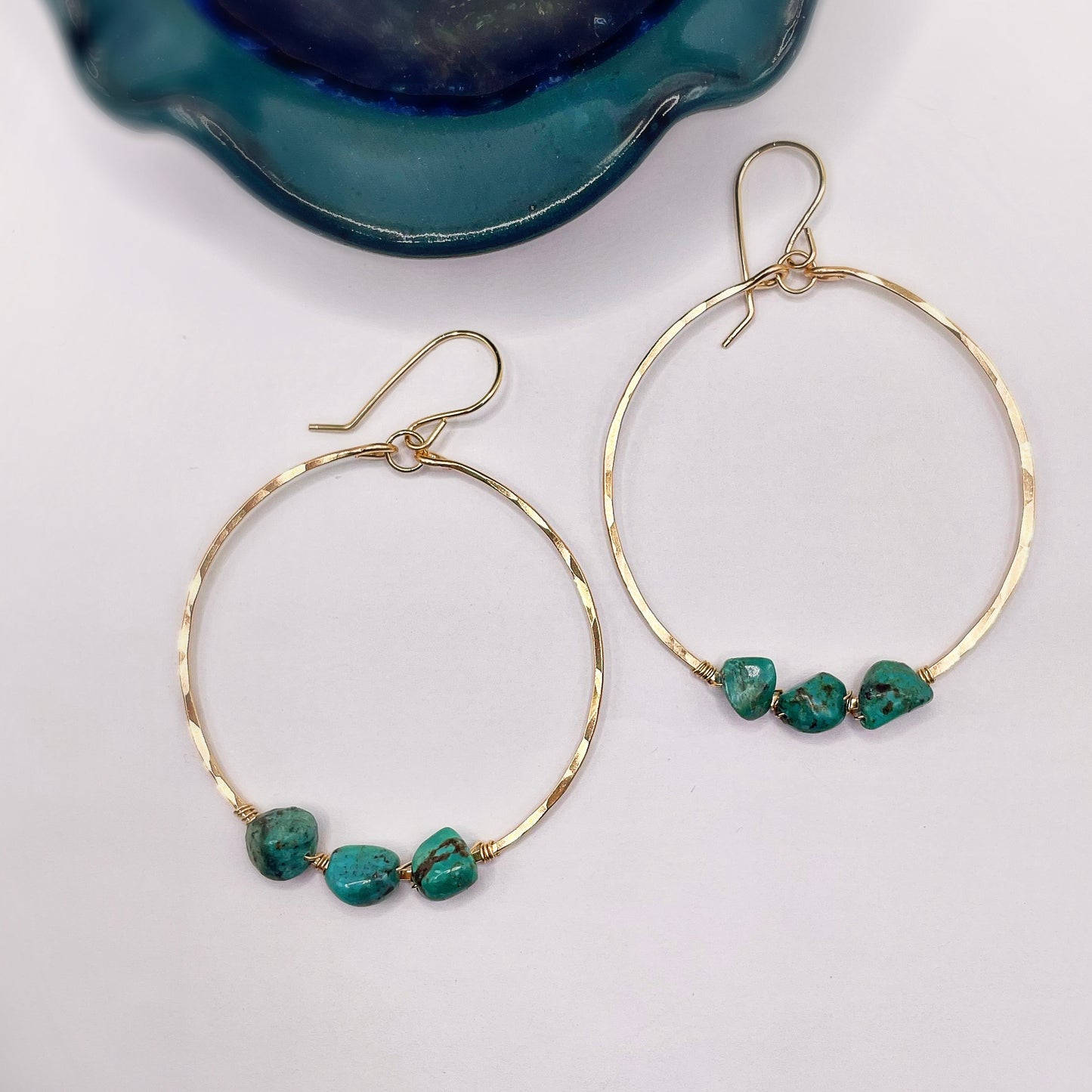 Turquoise Wrapped Hoops