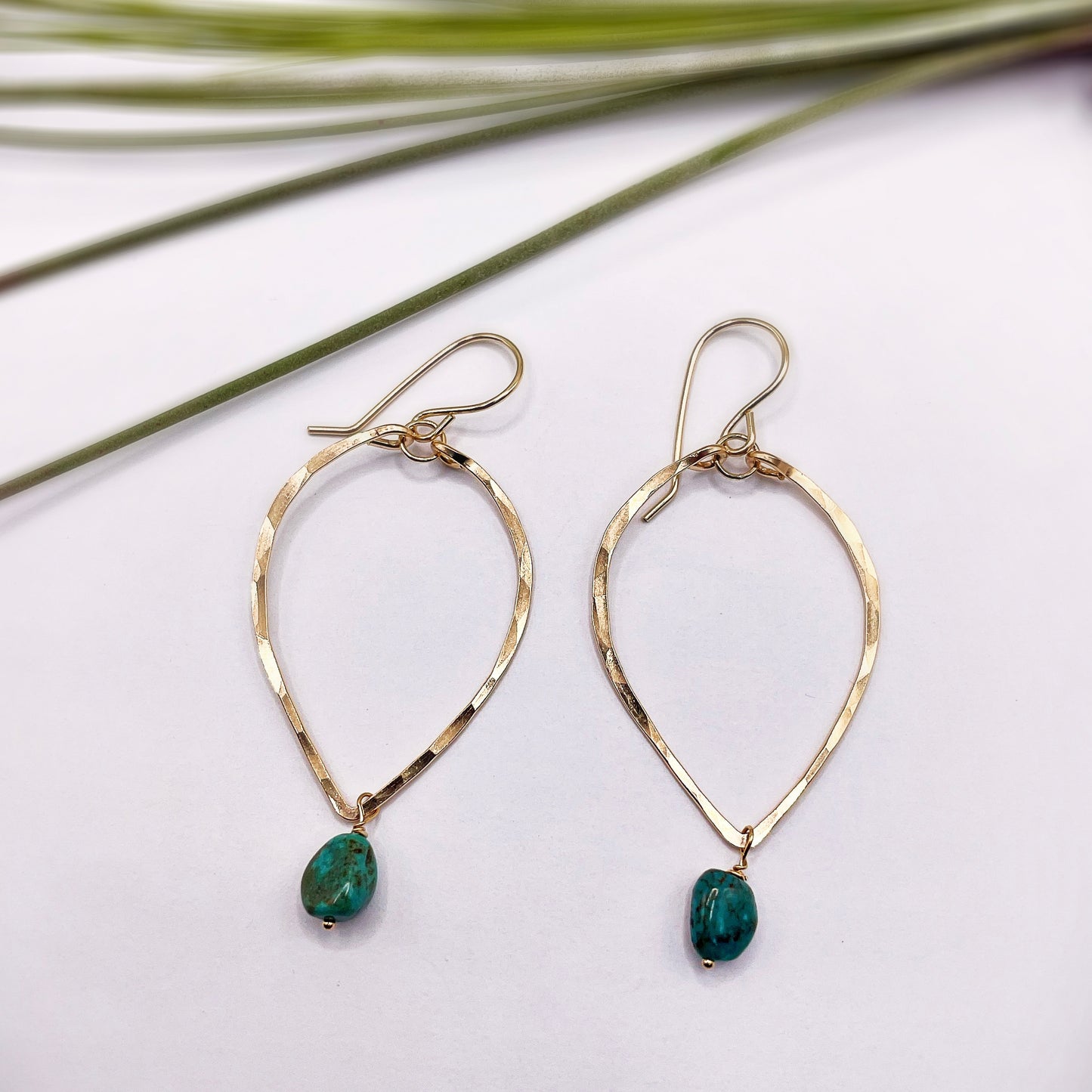 Turquoise Leaf Hoops