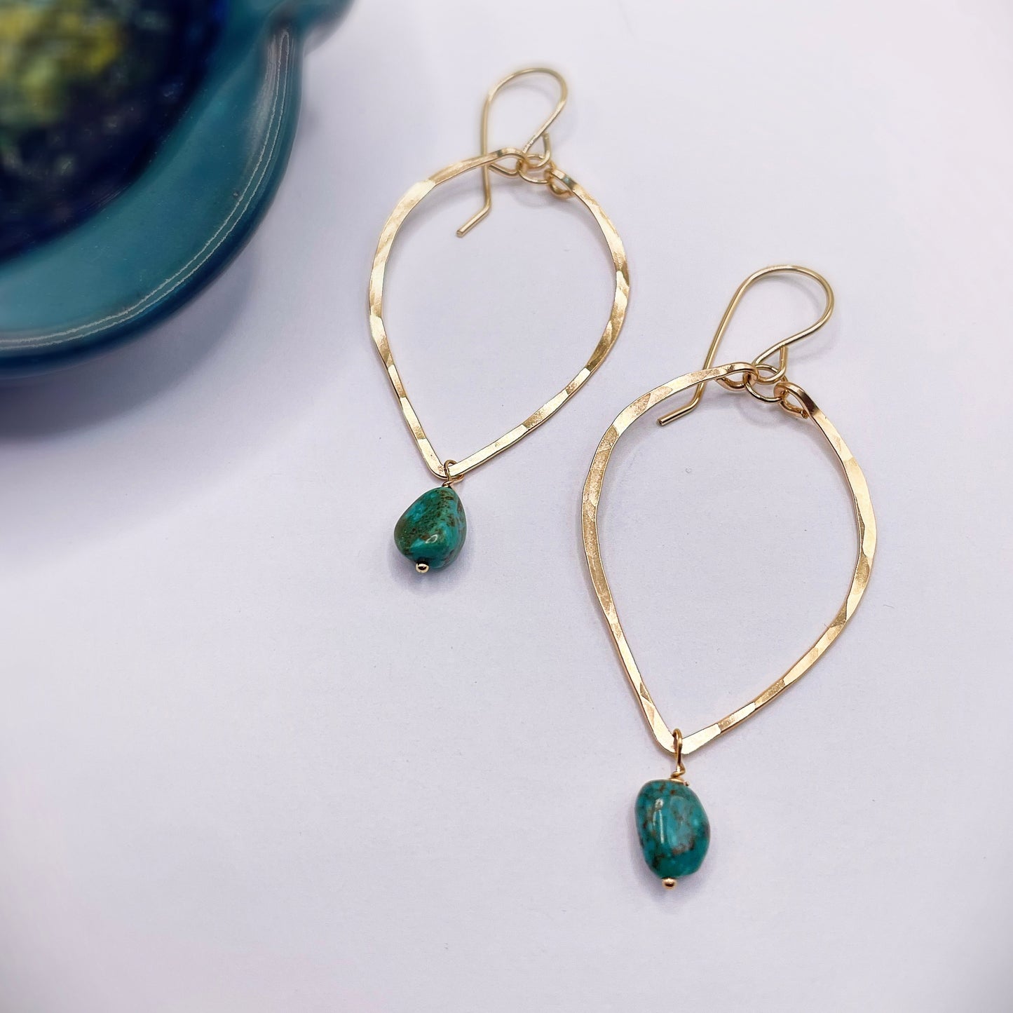 Turquoise Leaf Hoops