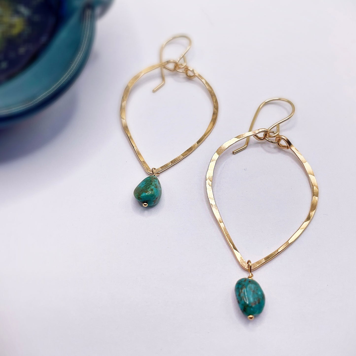 Turquoise Leaf Hoops