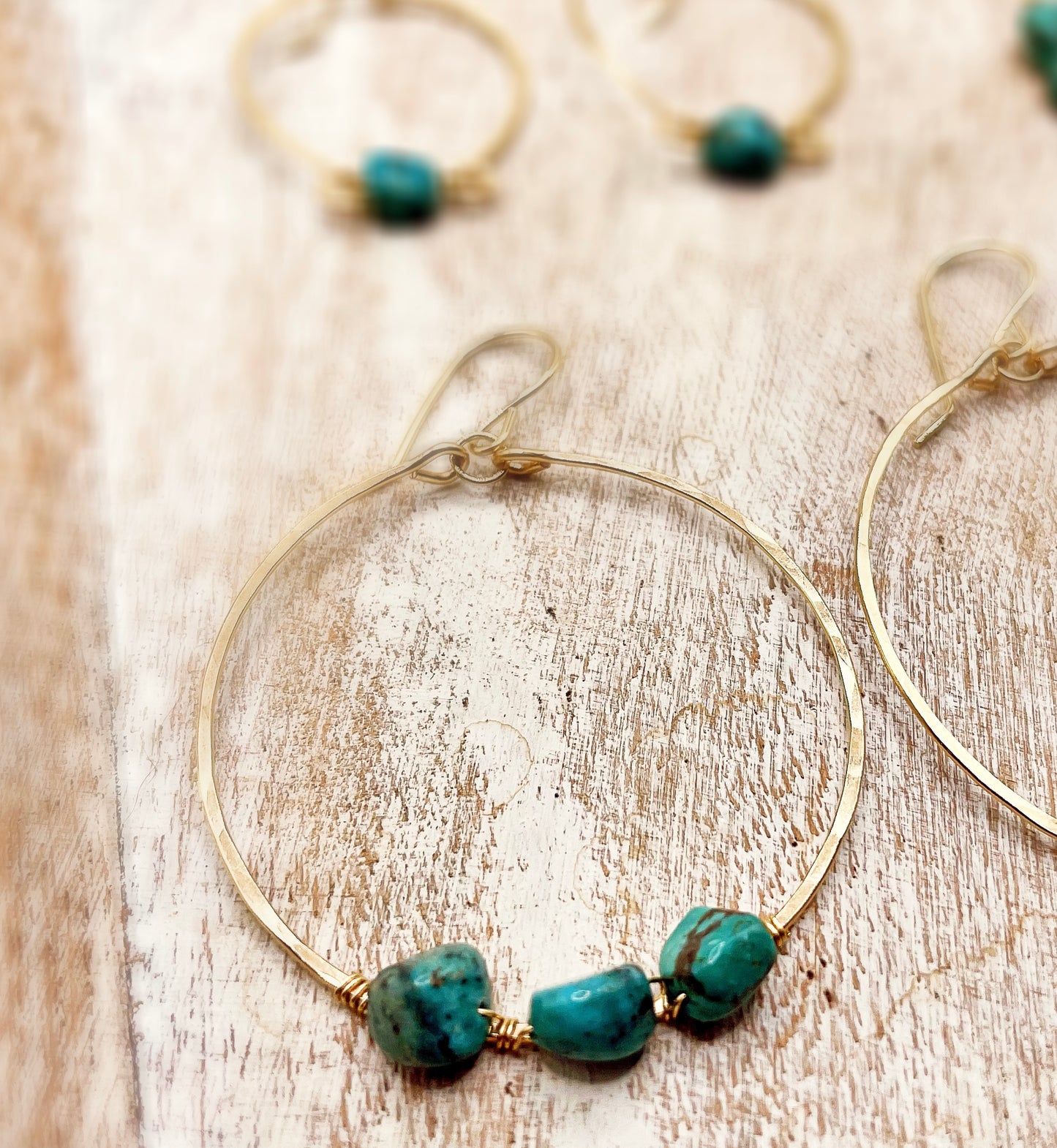 Turquoise Wrapped Hoops