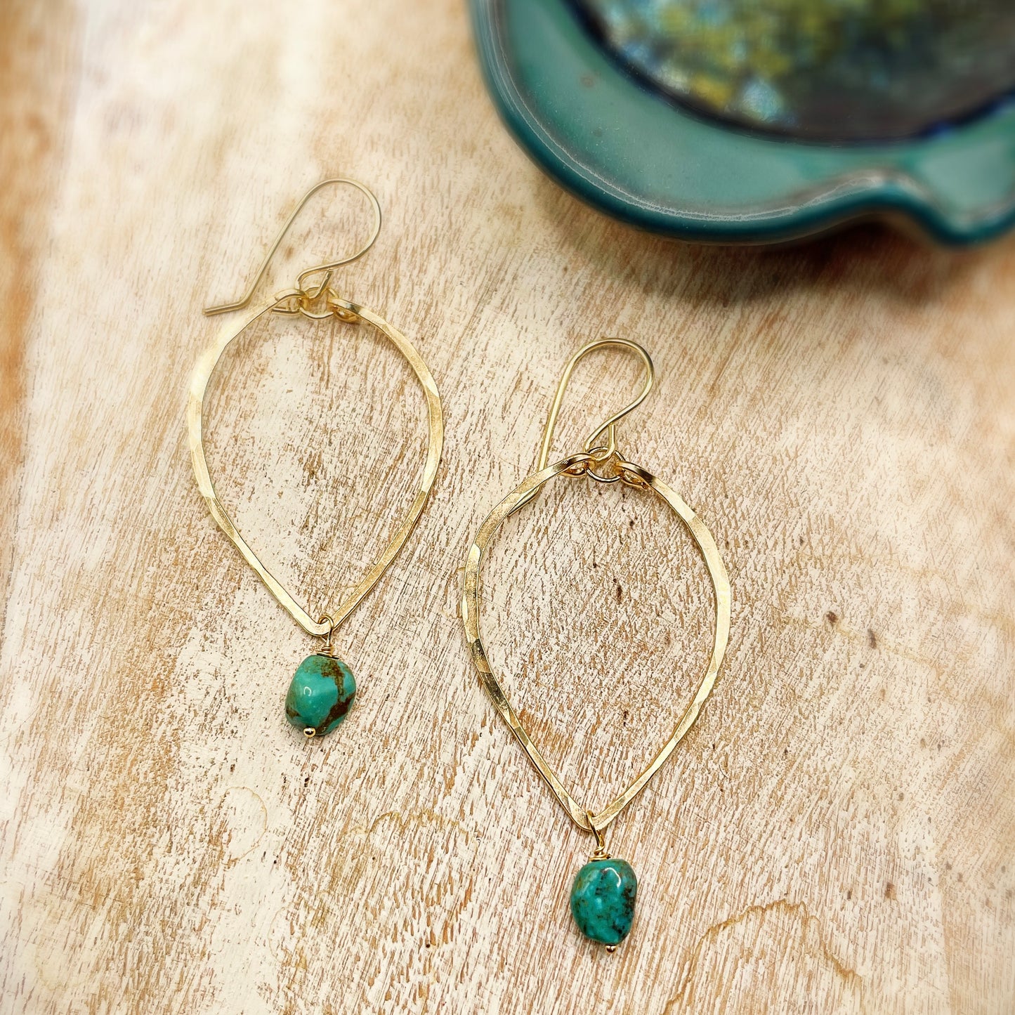 Turquoise Leaf Hoops