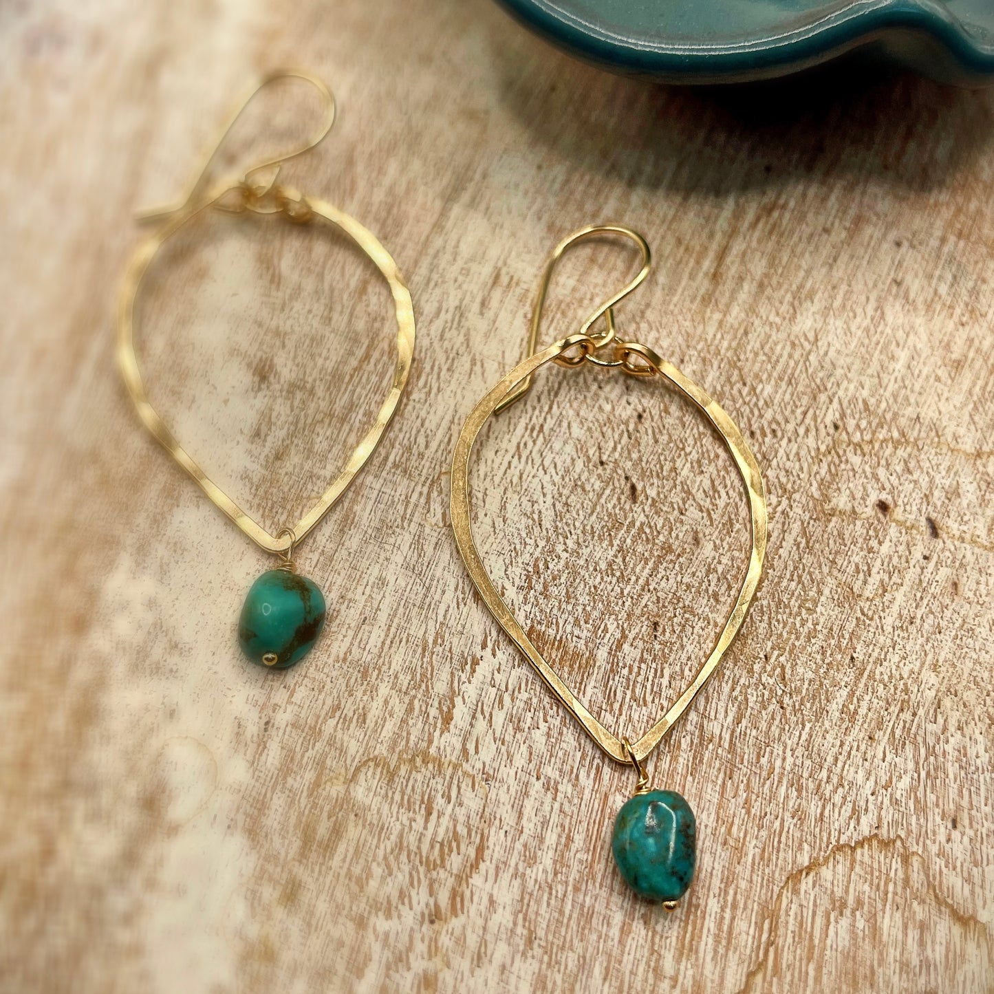 Turquoise Leaf Hoops