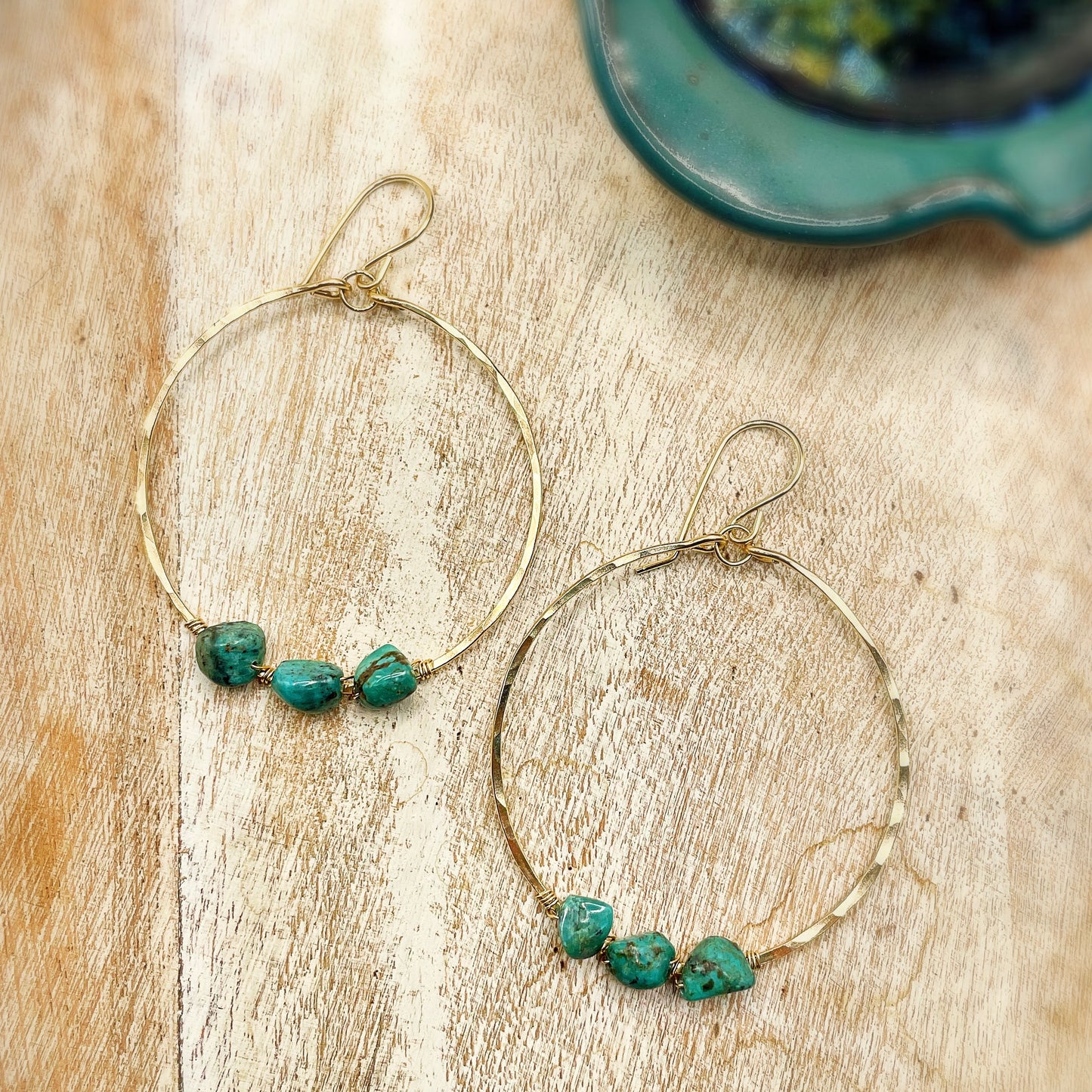 Turquoise Wrapped Hoops