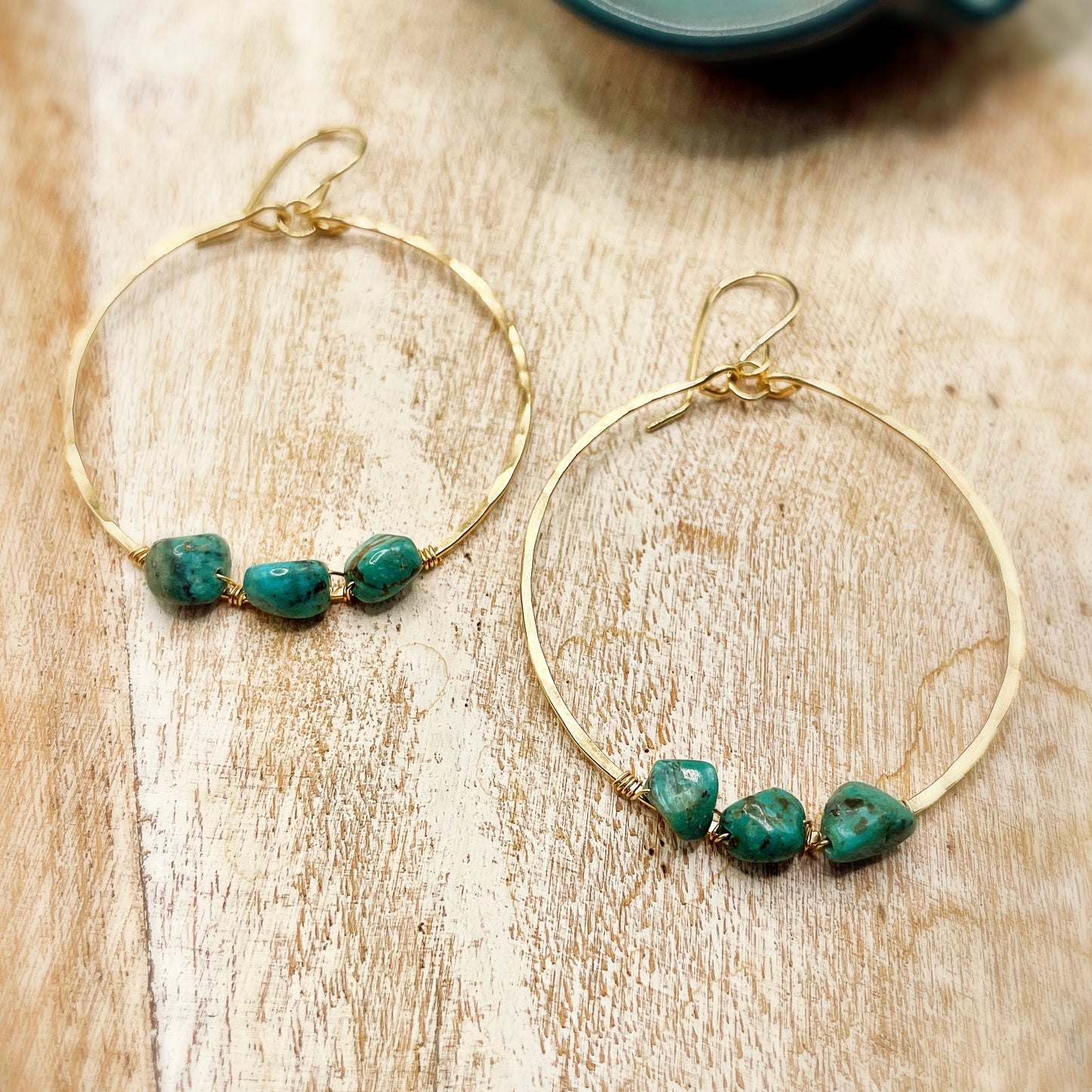 Turquoise Wrapped Hoops