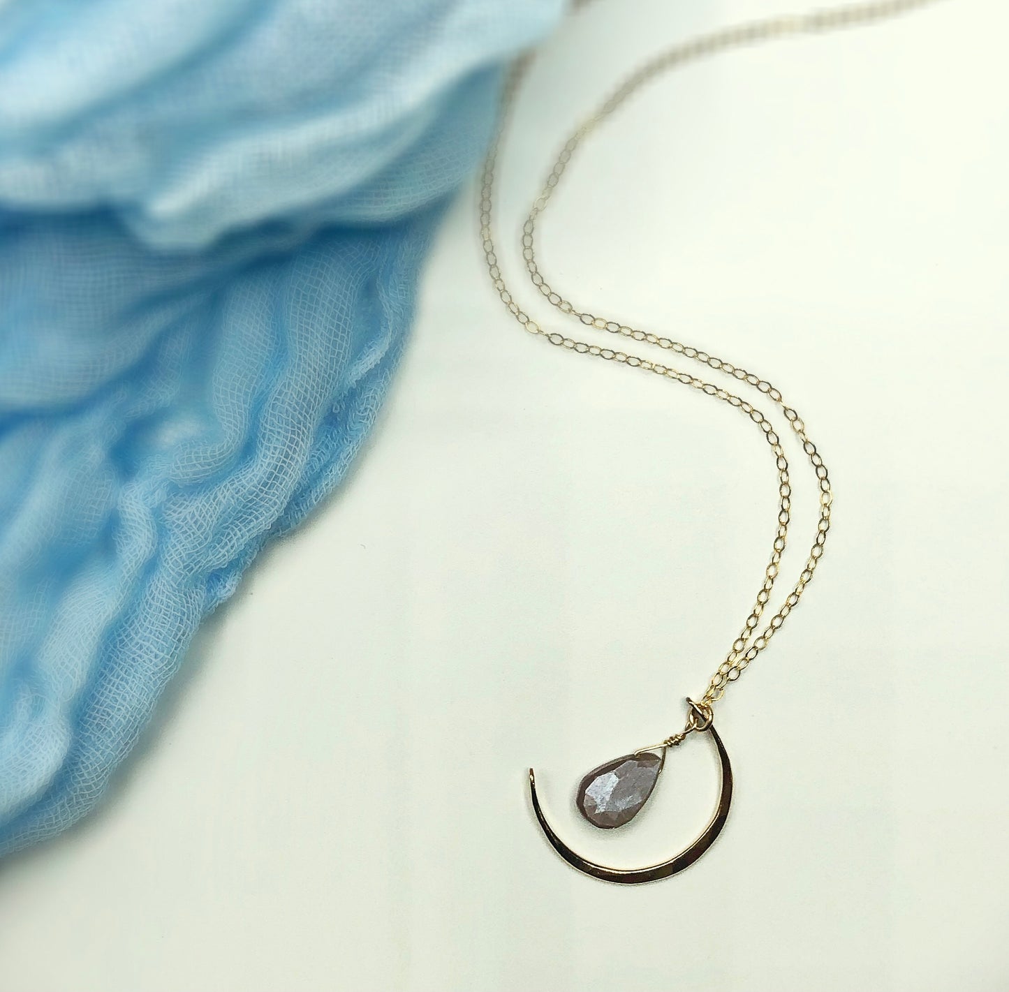 Chocolate Moonstone Luna Necklace - Blue Sky Feathers