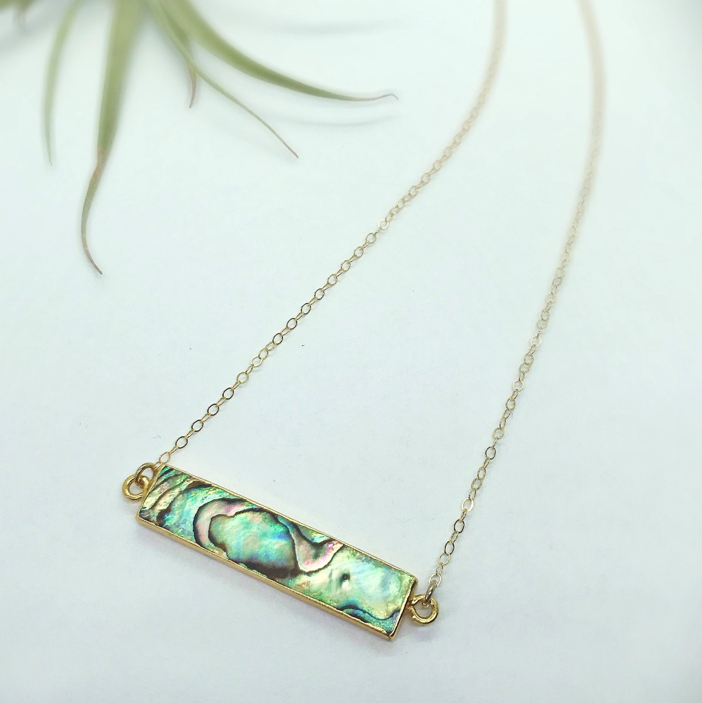 abalone necklace on gold filled chain