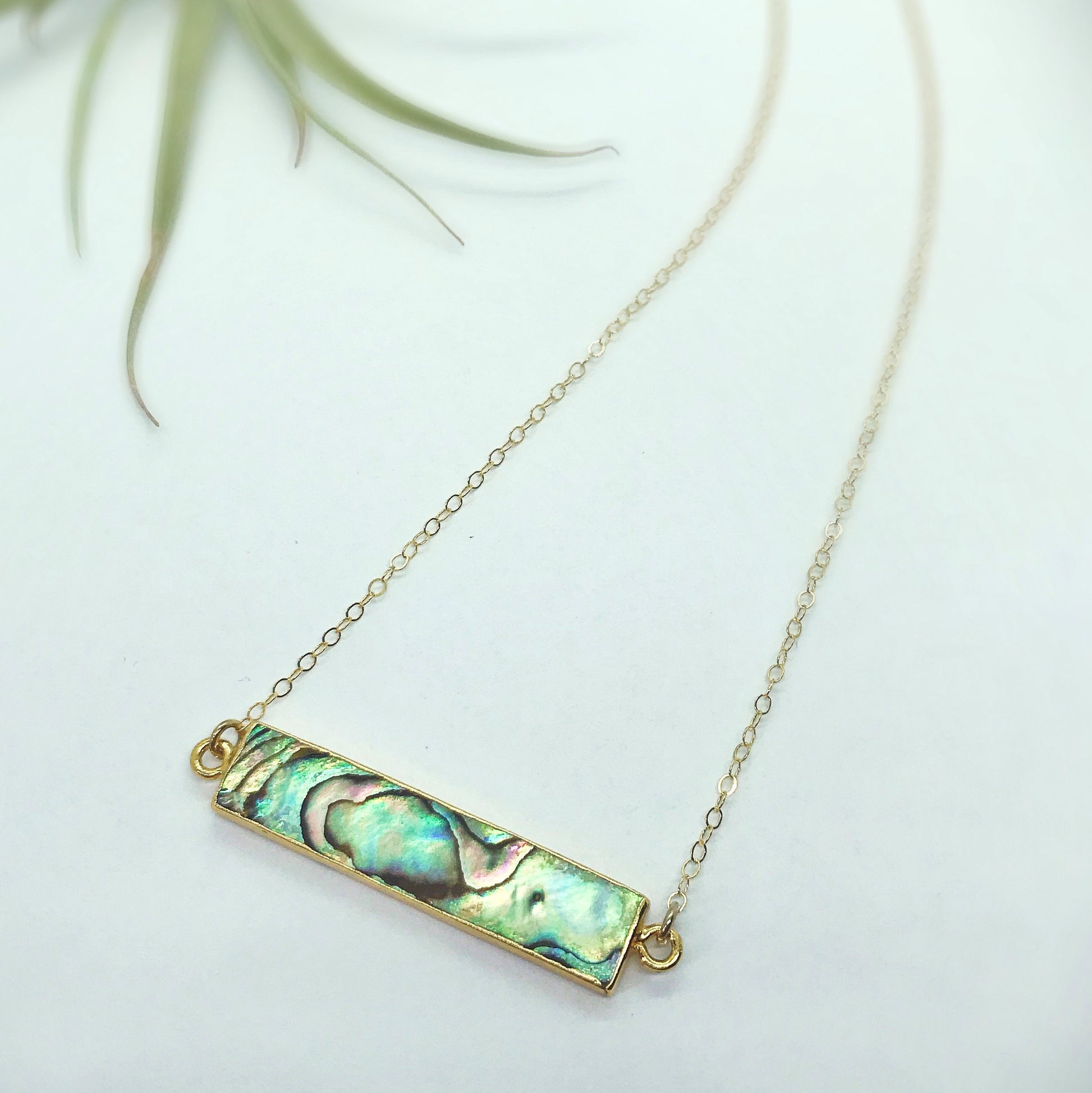 abalone necklace on gold filled chain