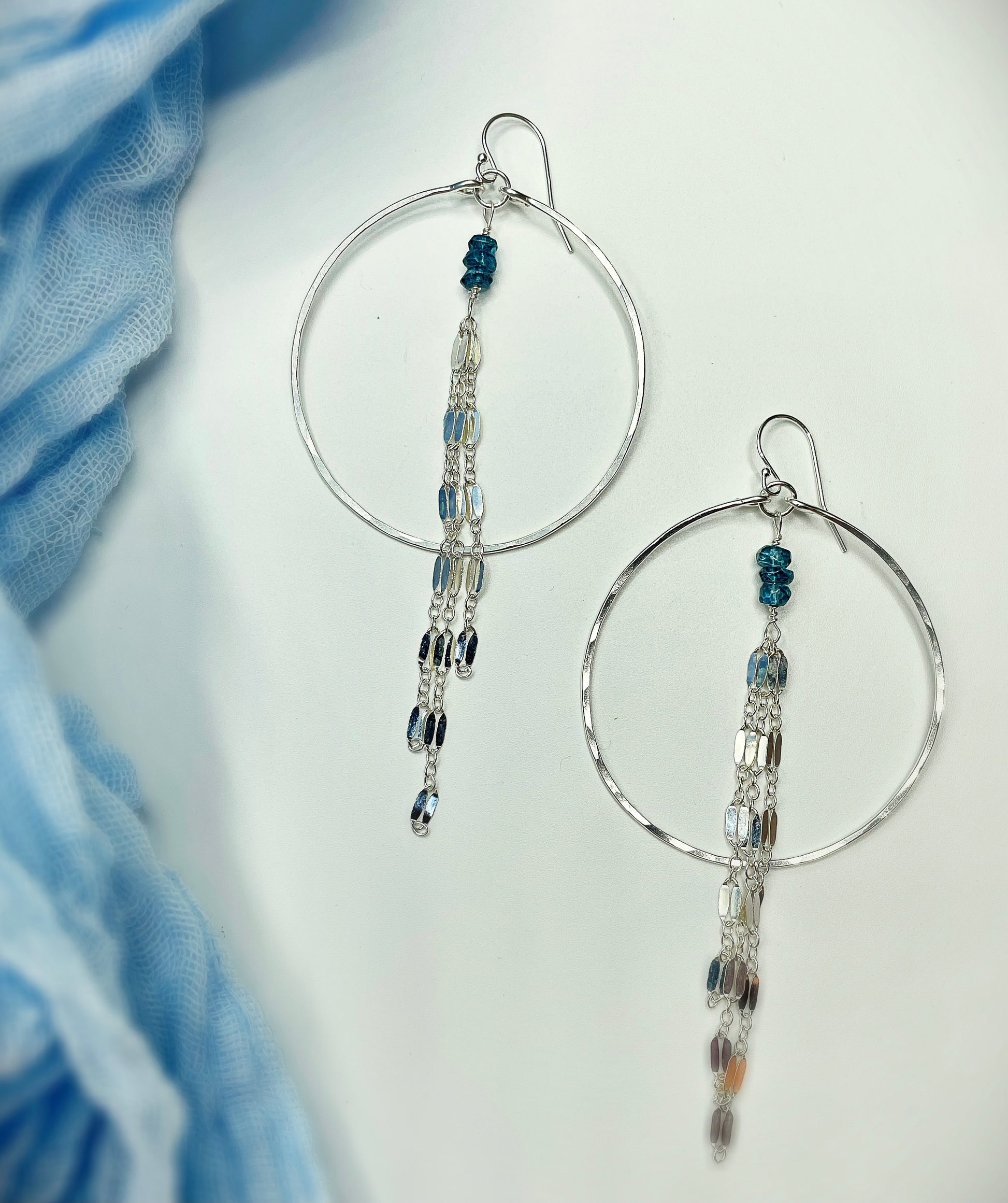 Sunrise Topaz Hoops - Blue Sky Feathers
